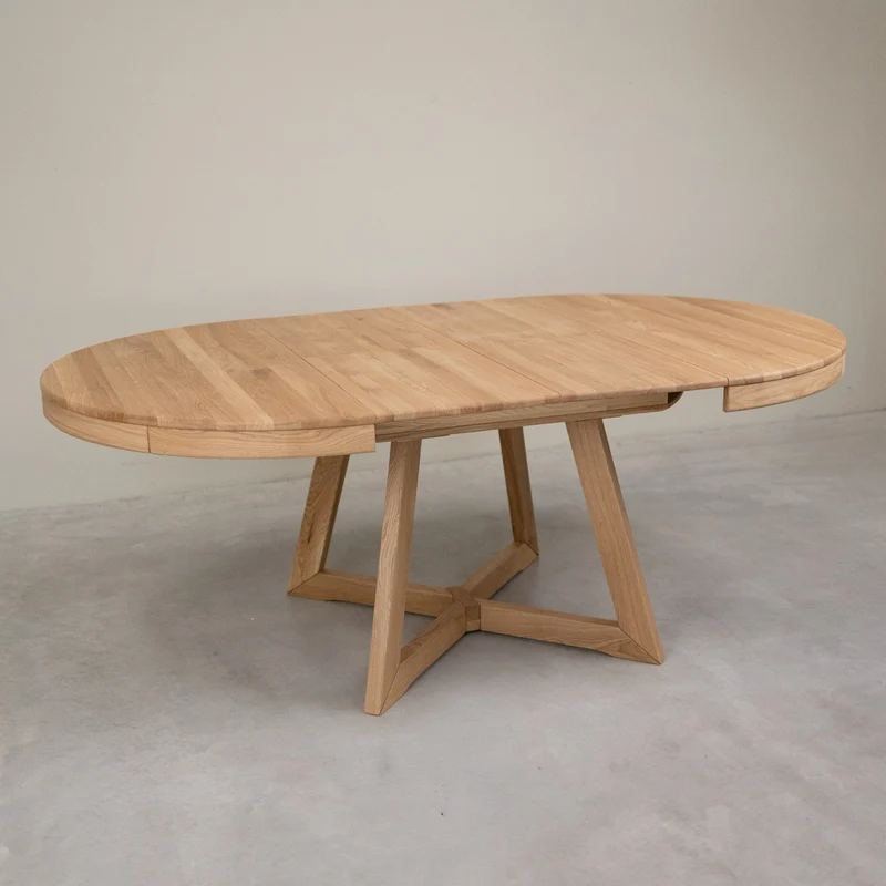 Table à manger ronde extensible en chêne massif Valence - NordicStory