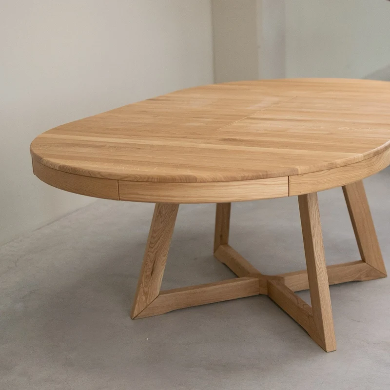 Table à manger ronde extensible en chêne massif Valence - NordicStory