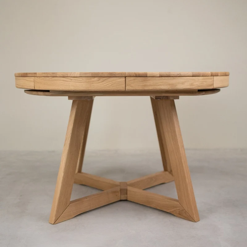 Table à manger ronde extensible en chêne massif Valence - NordicStory