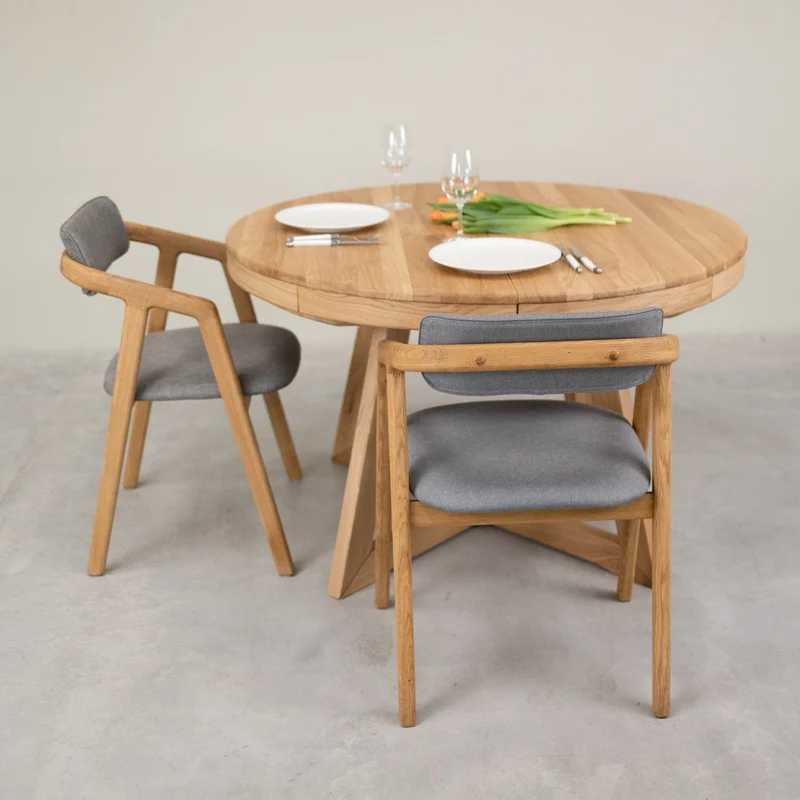 Table à manger ronde extensible en chêne massif Valence - NordicStory