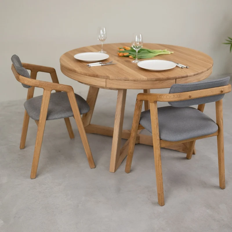 Table à manger ronde extensible en chêne massif Valence - NordicStory