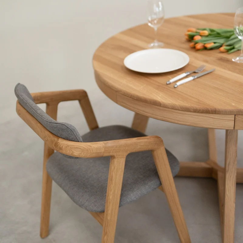Table à manger ronde extensible en chêne massif Valence - NordicStory
