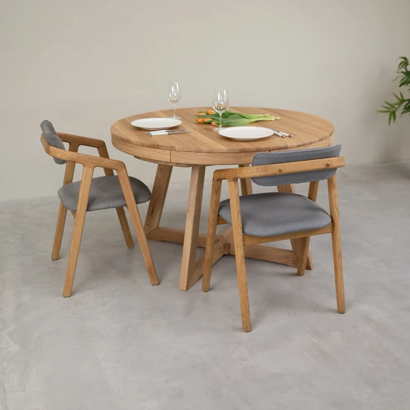 Table à manger ronde extensible en chêne massif Valence - NordicStory