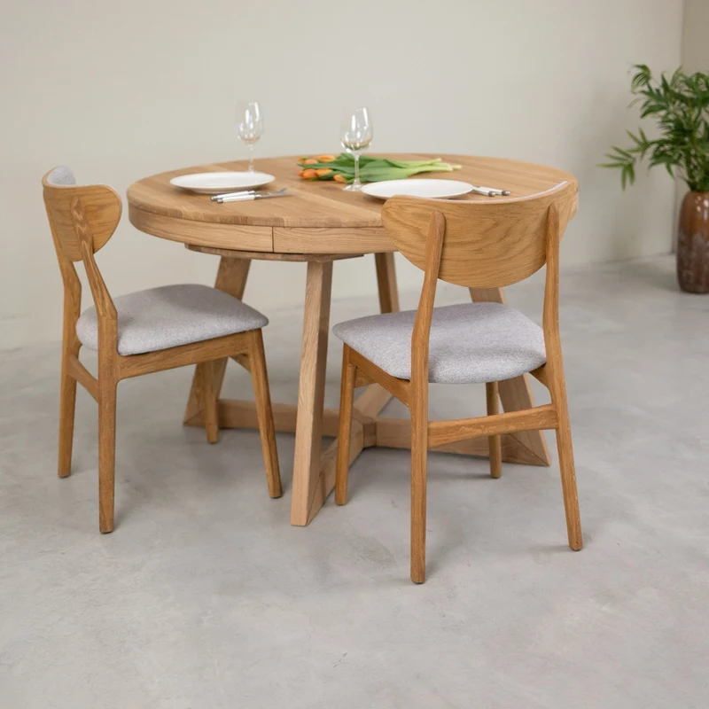 Table à manger ronde extensible en chêne massif Valence - NordicStory
