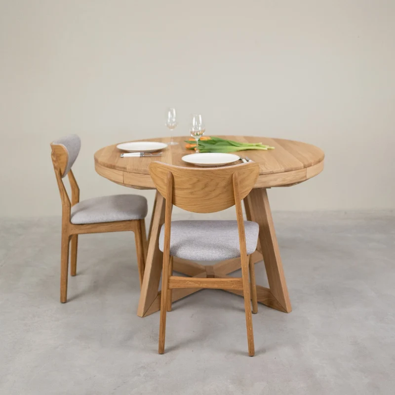 Table à manger ronde extensible en chêne massif Valence - NordicStory