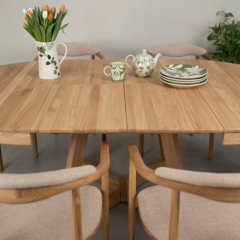 Table à manger ronde extensible en chêne massif Valence - NordicStory