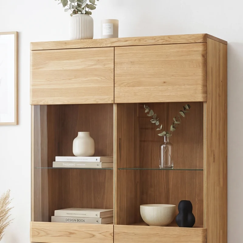 Buffet vitrine en bois massif de chêne Milan 2 - NordicStory