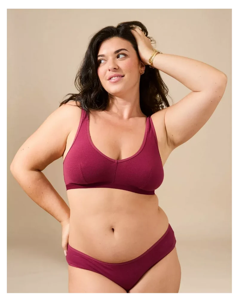 Brassière coton bordeaux à pince