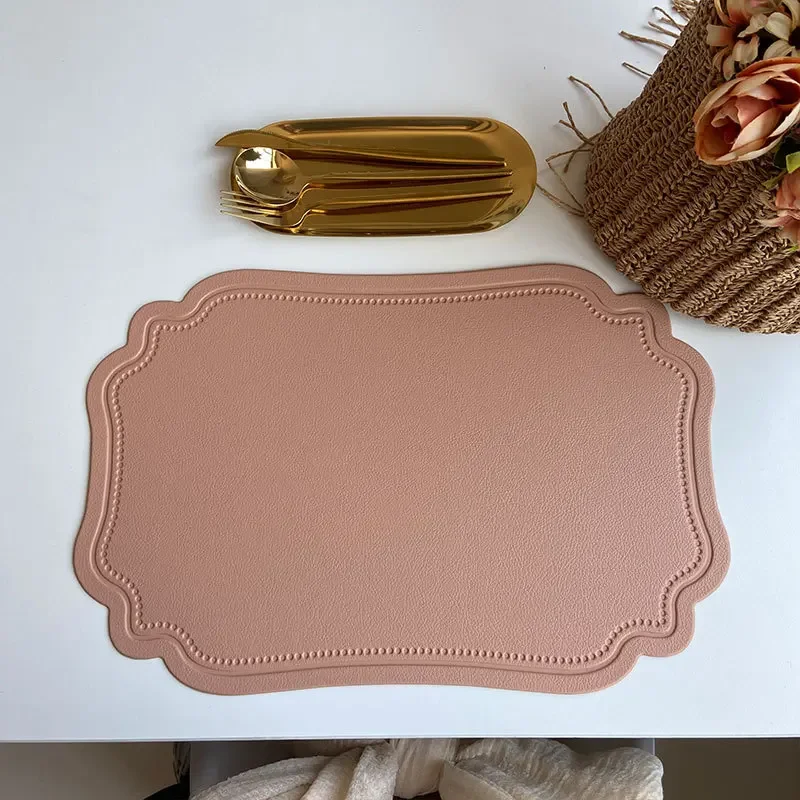 Set de Table Simili Cuir Marron Rose