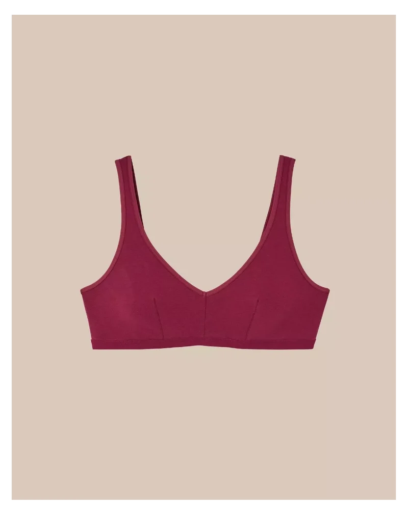 Brassière coton bordeaux à pince