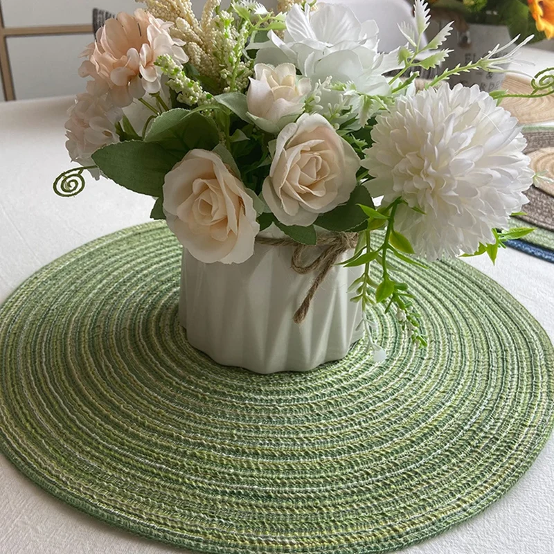 Set de Table Tressé Rond Vert