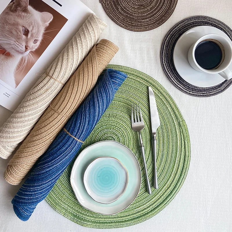 Set de Table Tressé Rond Vert