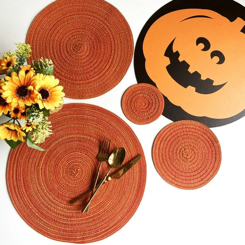 Set de Table Tressé Rond Rouge