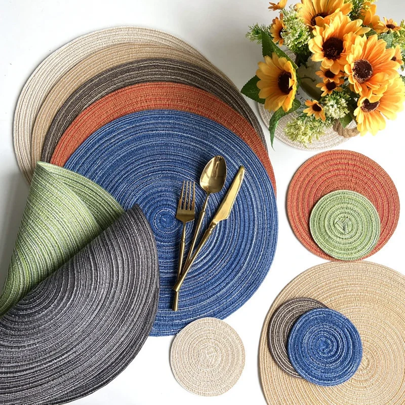 Set de Table Tressé Rond Rouge