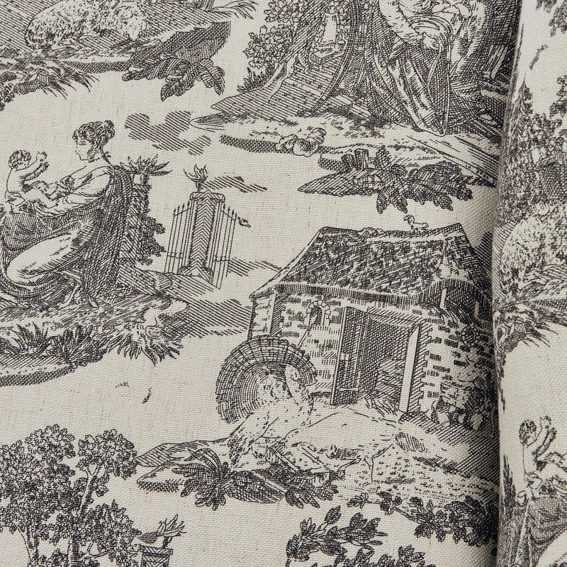 Fauteuil LOBERON Fallowmere Toile de Jouy Noir/Blanc