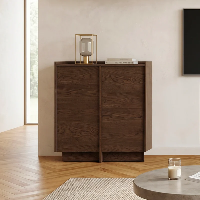 Buffet haut 2 portes Japandi Bois foncé