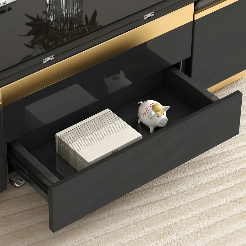 Table basse multifonctionnelle 3 en 1, style luxueux et léger, finition laquée, avec roulettes universelles