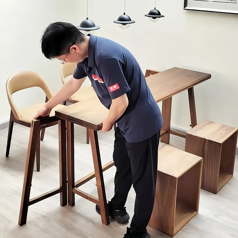 Table de salle à manger pliante en bois massif avec plateau et pieds pliables