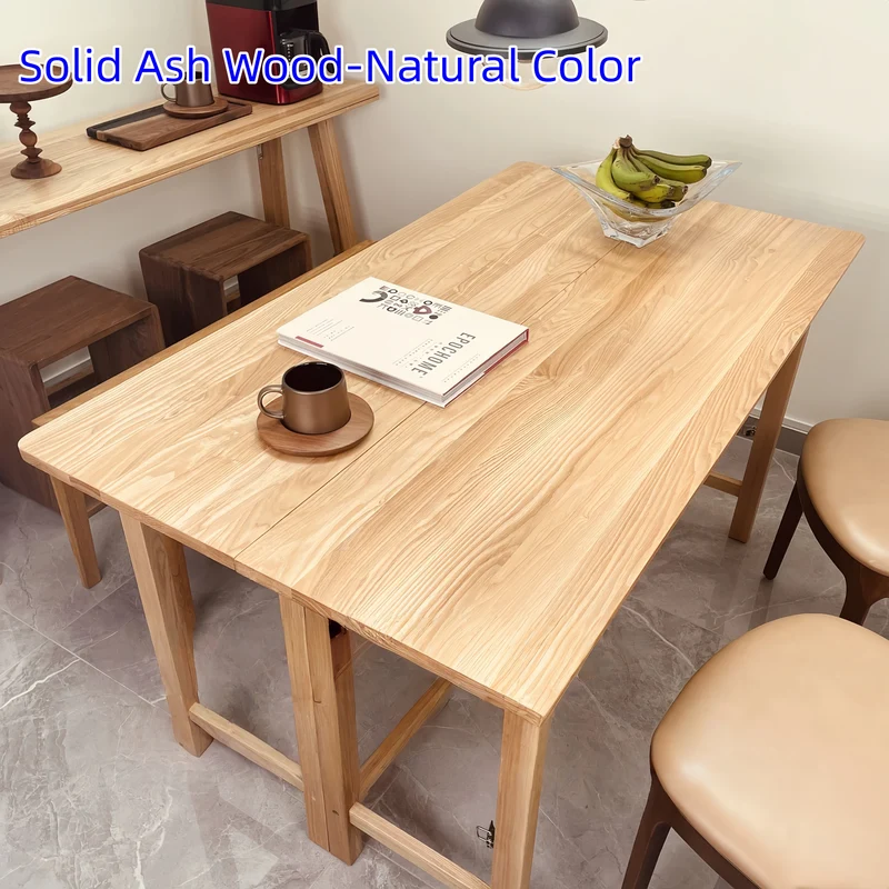 Table de salle à manger pliante en bois massif avec plateau et pieds pliables