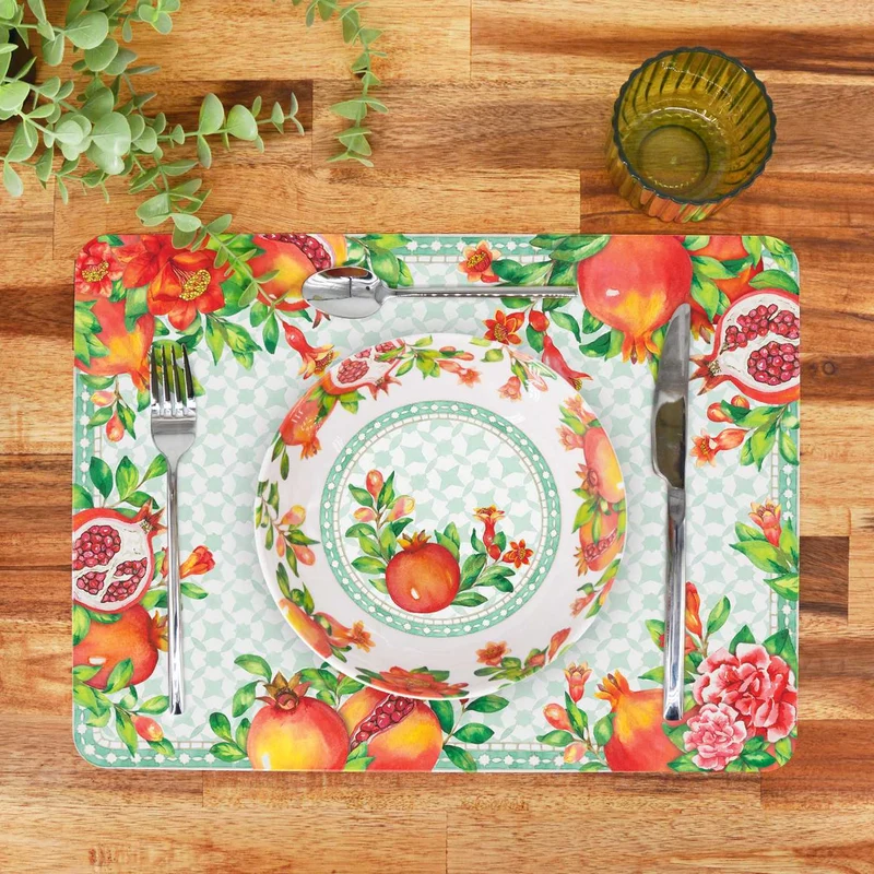 Set de table rectangulaire (40 x 30 cm) grenade - Lot de 6