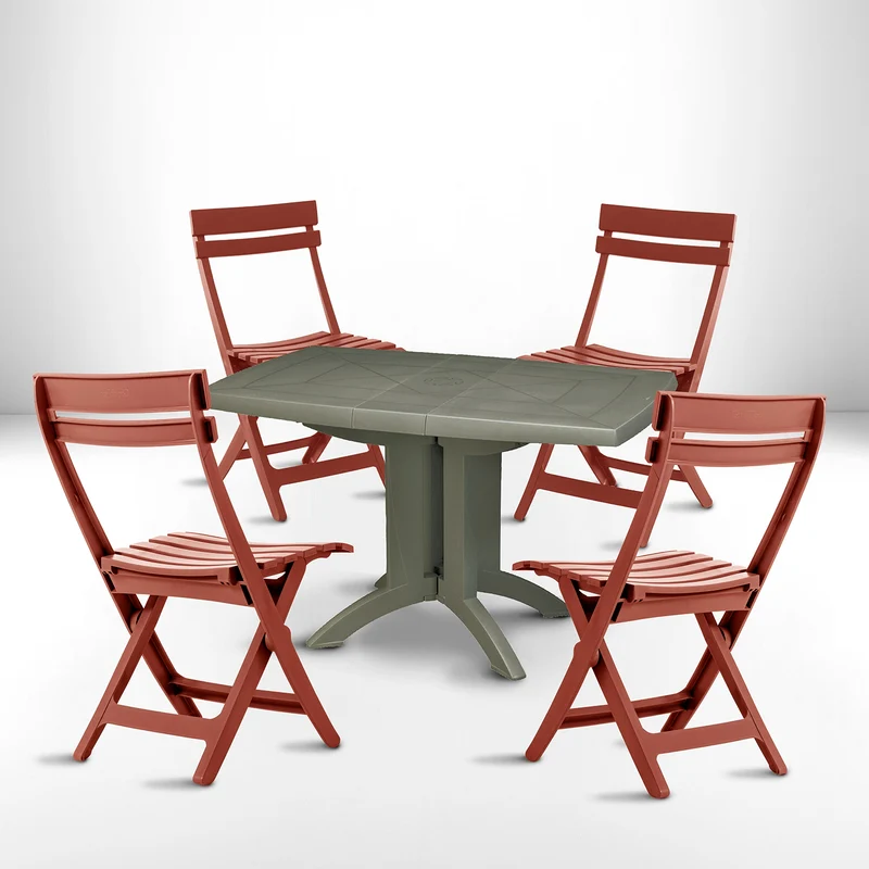 Lot table Vega 118 x 77 cm + 4 chaises Miami pliantes