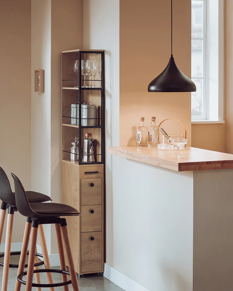 SoBuy NSR13-N Meuble 20 cm Entre Frigo et Mur – Rangement Gain de Place, Style Naturel