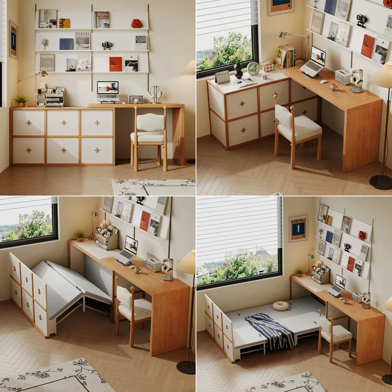 Lit escamotable avec bureau pivotant