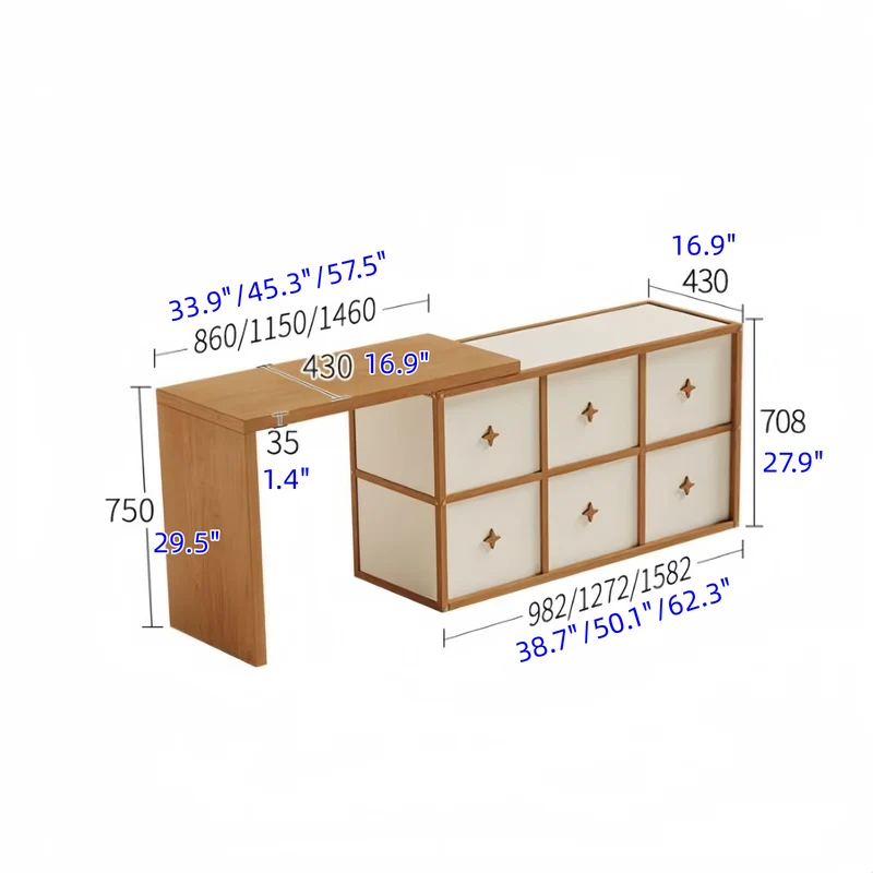 Lit escamotable avec bureau pivotant