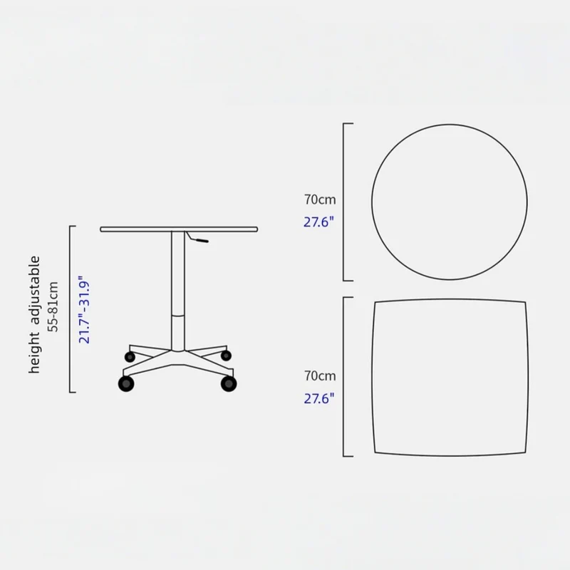 Table basse en bois massif à hauteur réglable avec roulettes universelles