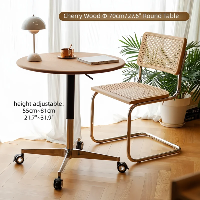 Table basse en bois massif à hauteur réglable avec roulettes universelles