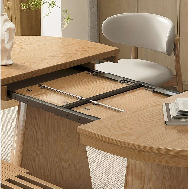 Table de salle à manger extensible en bois massif Japandi