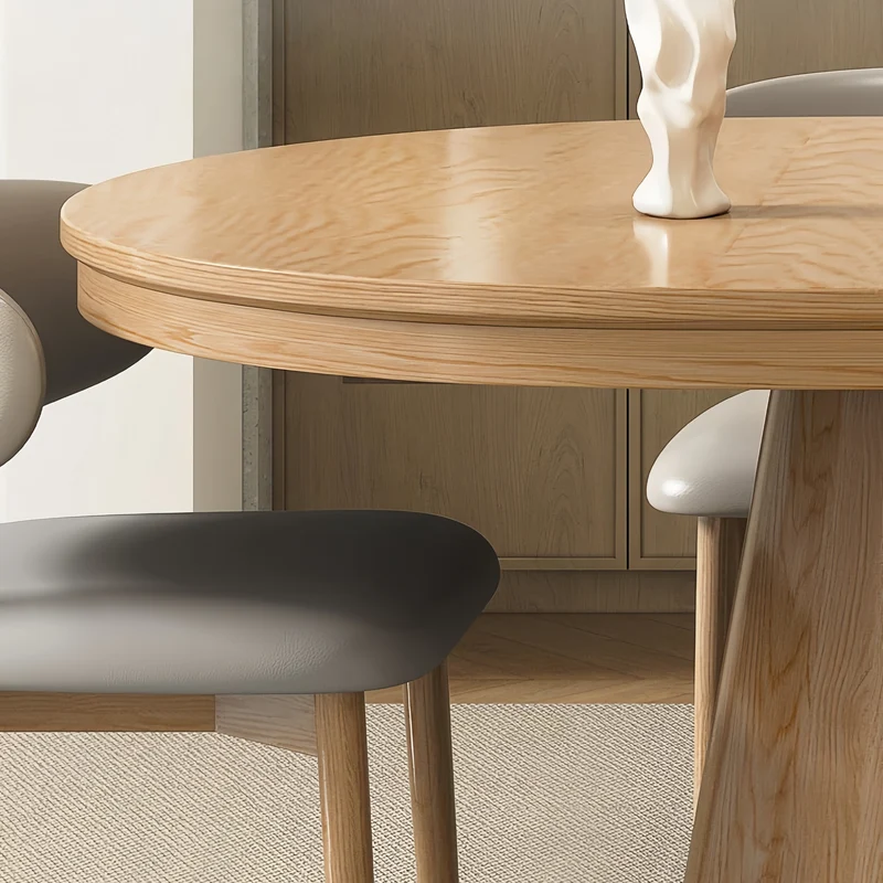 Table de salle à manger extensible en bois massif Japandi