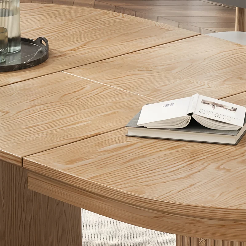 Table de salle à manger extensible en bois massif Japandi