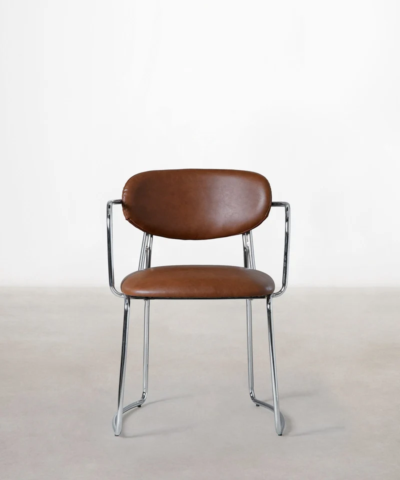 Silla de Comedor de Polipiel y Metal con Reposabrazos Moritz PU