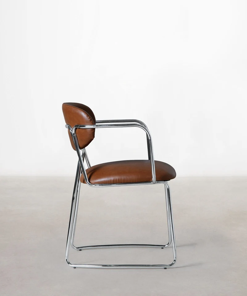 Silla de Comedor de Polipiel y Metal con Reposabrazos Moritz PU