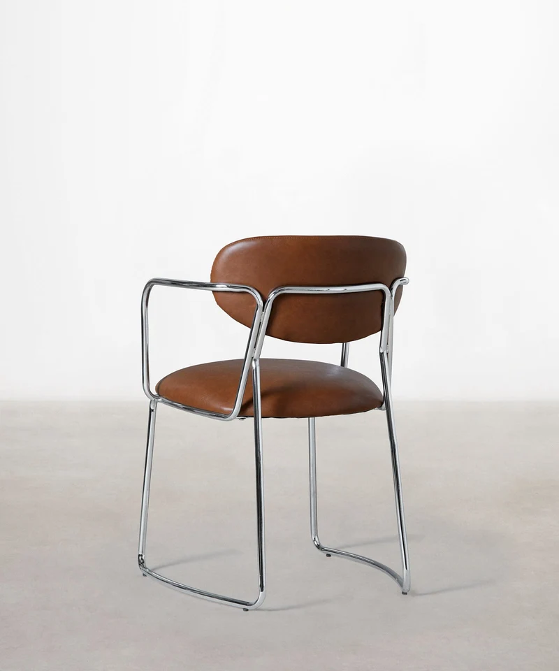 Silla de Comedor de Polipiel y Metal con Reposabrazos Moritz PU