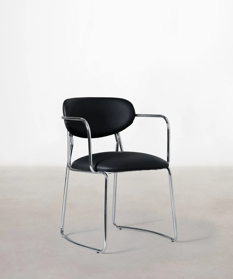 Silla de Comedor de Polipiel y Metal con Reposabrazos Moritz PU