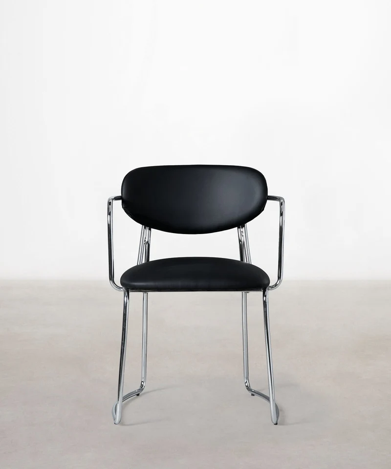 Silla de Comedor de Polipiel y Metal con Reposabrazos Moritz PU