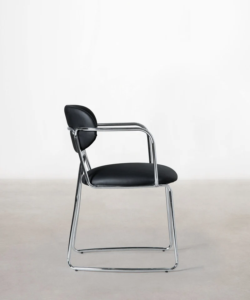 Silla de Comedor de Polipiel y Metal con Reposabrazos Moritz PU