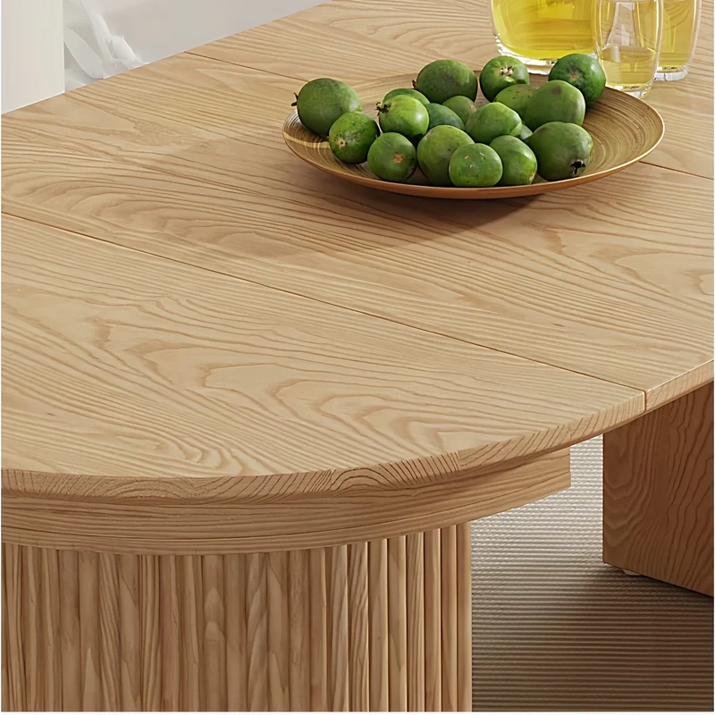 Table de salle à manger ronde extensible en bois massif