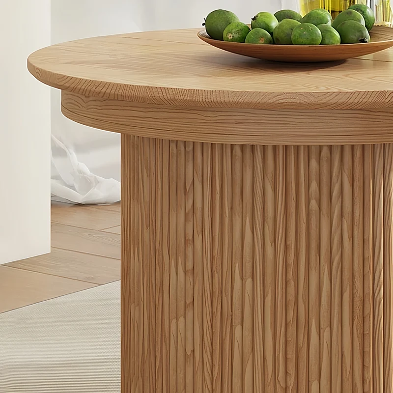 Table de salle à manger ronde extensible en bois massif