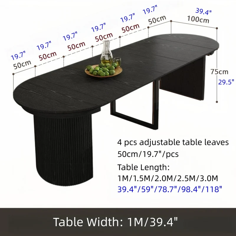 Table de salle à manger ronde extensible en bois massif