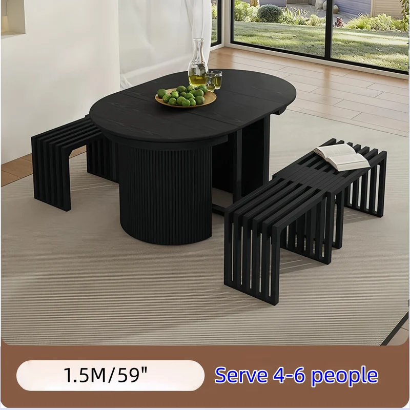 Table de salle à manger ronde extensible en bois massif