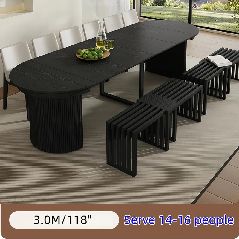 Table de salle à manger ronde extensible en bois massif