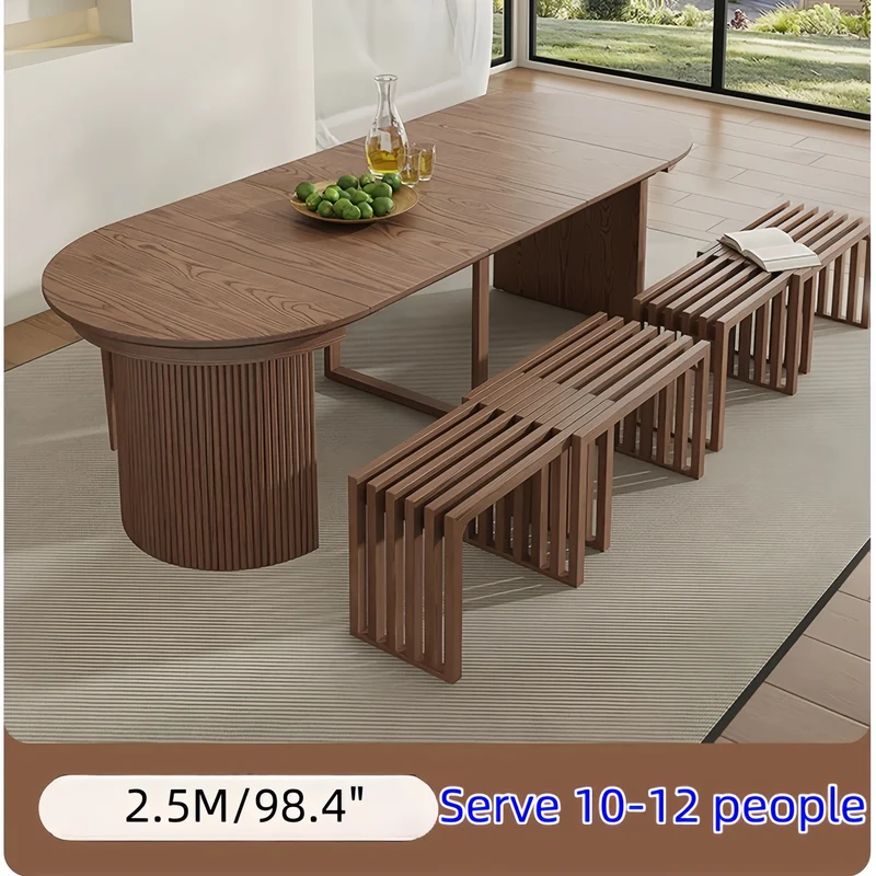 Table de salle à manger ronde extensible en bois massif