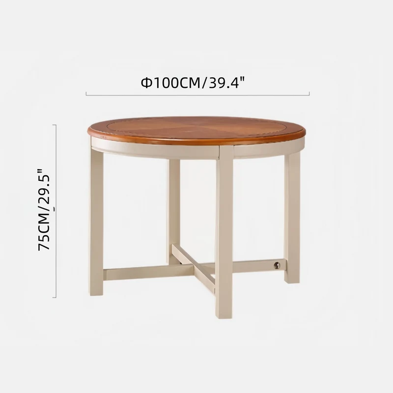 Ensemble table et 4 chaises gigognes rondes en bois massif, peu encombrantes