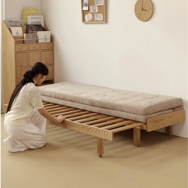 Canapé-lit tatami à cadre en bois massif Japandi
