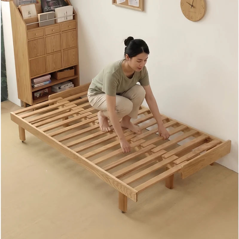 Canapé-lit tatami à cadre en bois massif Japandi