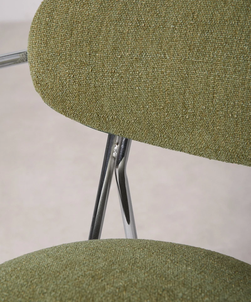 Silla de Comedor de Tela y Metal con Reposabrazos Moritz Arms