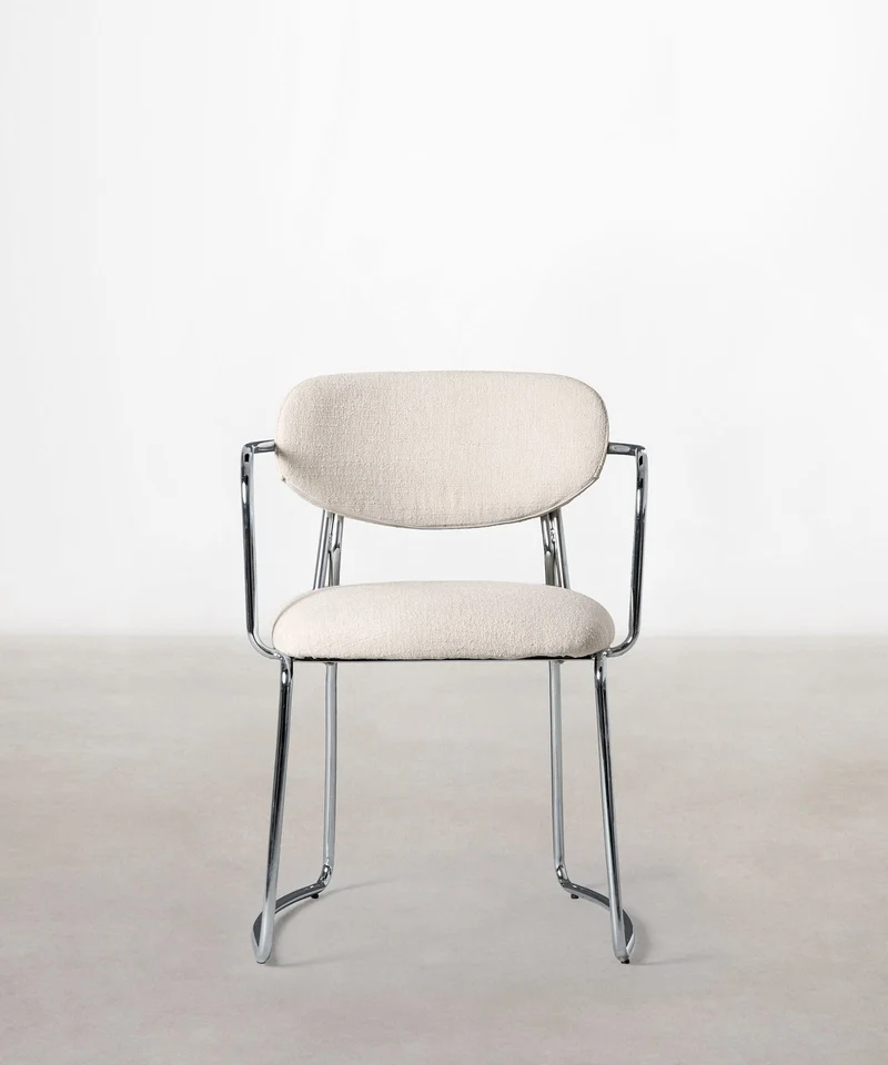 Silla de Comedor de Tela y Metal con Reposabrazos Moritz Arms